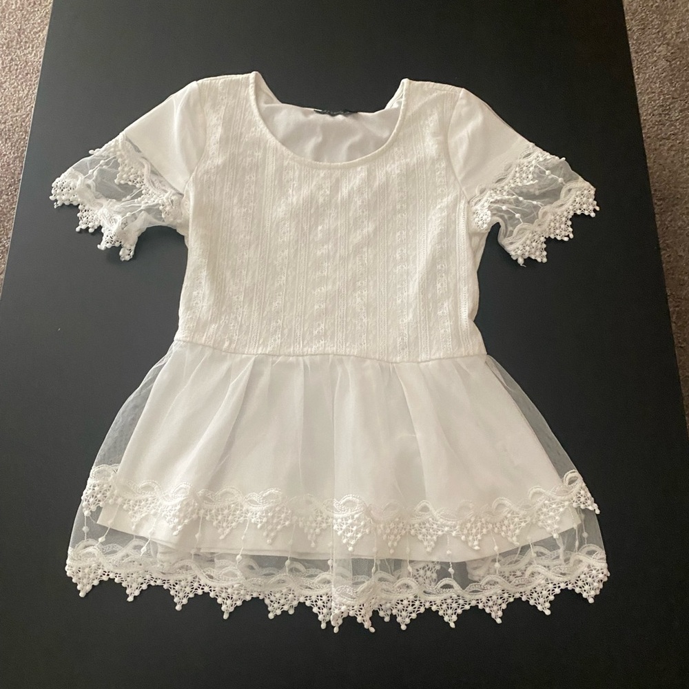 Mikarose White Lace Kids Blouse